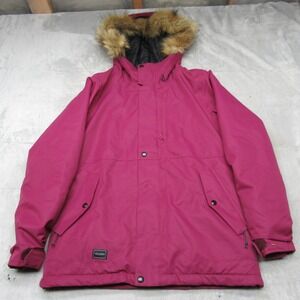 Volcom Jacket Youth XL 14Y Pink So Minty Insulated Faux Fur Hood Waterproof‎ Ski